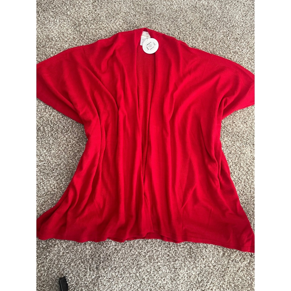 Viv & Lou Red Short Sleeve Open Front Cardigan Kimono One Size
